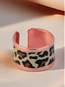Kadın Bakır Yüzük - Leopar Model Özel Baskı Metal Kutu Ve Kuvars Taşı