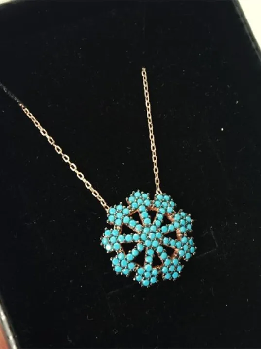 Büyük Boy Bayan Gümüş Kartanesi Kolye