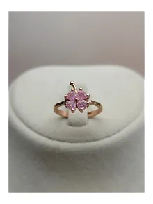 Kadın Gümüş Yüzük - Rose Kaplama Pembe Yonca Model Gümüş Yüzük
