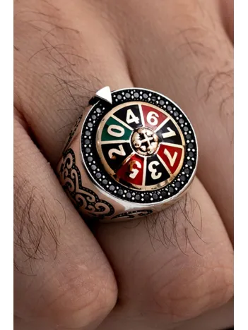 Las Vegas Rulet Model Döner Başlı Erkek Gümüş Yüzük