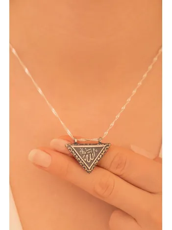 Çift Taraflı Önü Allah Arkası Ayet'el Kürsi Yazılı Açılabilir Minik Boy Bayan Gümüş Cevşen Kolye