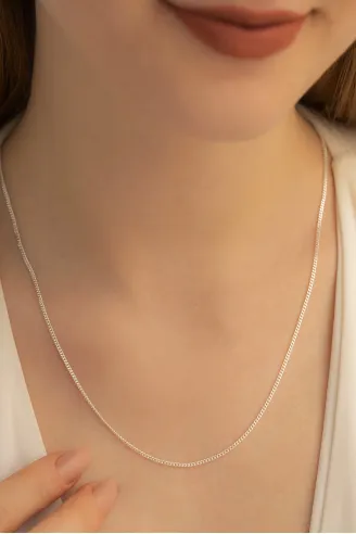 Kadın Gümüş Kolye - 925 Ayar 1.5 mm Gurmet Model Gümüş Kadın Kolye
