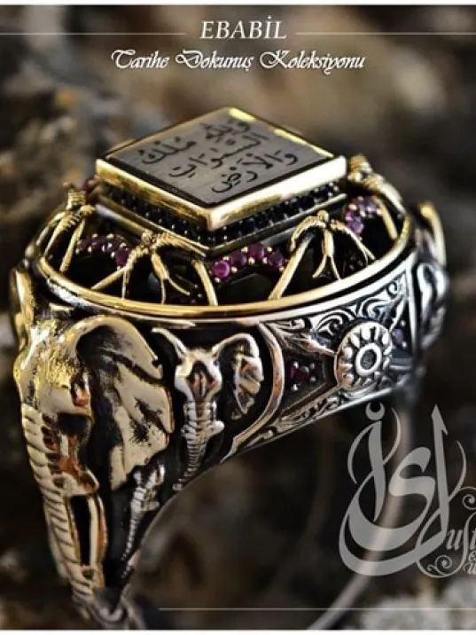 İslam Usta Tasarımı Ebabil Gümüş Erkek Yüzük