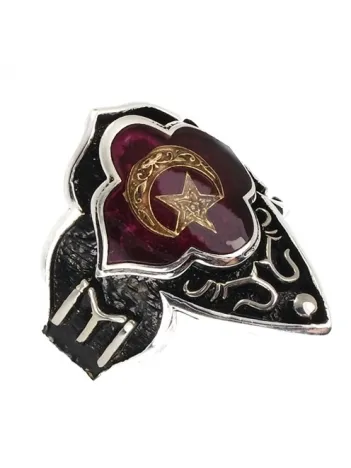 Gümüş Erkek Zihgir Başparmak Ay Yıldız Yüzük