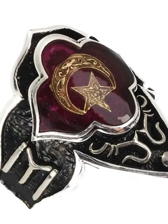 Gümüş Erkek Zihgir Başparmak Ay Yıldız Yüzük