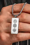 Kadın Erkek Zincir Kolye - Hz Süleyman Mührü, Yaşam Çiçeği, Sri Yantra İşlemesi, Paslanmaz Çelik