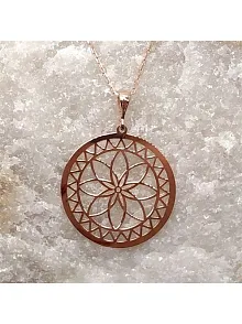 Lotus Çiçeği Motifli Rose Renk Bayan Gümüş Kolye