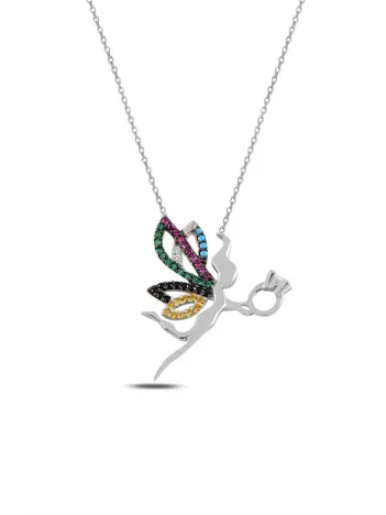 Tektaşlı Melek Model Tektaş Kadın Gümüş Kolye GKLTKTSMLK1-GMS