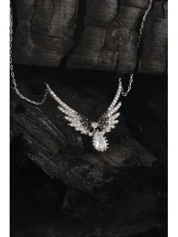 Melek Kanatlı Damla Zirkon Taşlı Bayan 925 Ayar Gümüş Kolye GKLMELEKDML-GMS Melek Kanatlı Damla Zirkon Taşlı Bayan 925 Ayar Gümüş Kolye GKLMELEKDML-GMS