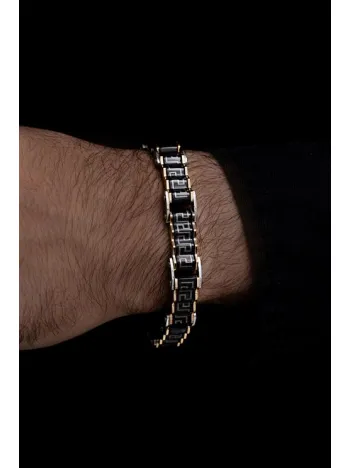 Grek Üçgen Çelik Sarı Erkek Bileklik Künye CBLALTGREK1