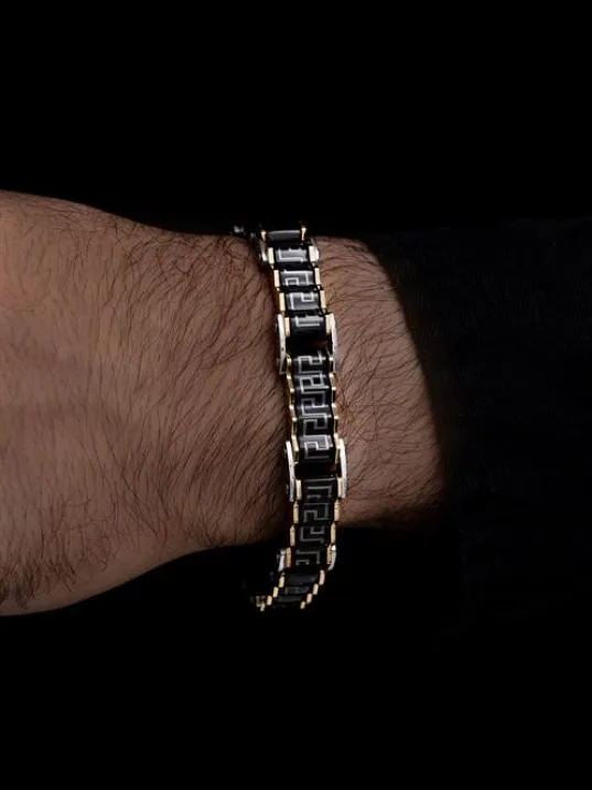 Grek Üçgen Çelik Sarı Erkek Bileklik Künye CBLALTGREK1 Grek Üçgen Çelik Sarı Erkek Bileklik Künye CBLALTGREK1