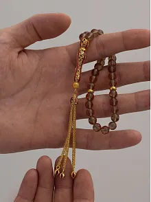 Doğal Taşlı Tespih - Zultanit Taşlı Altın Kaplama Orta Boy Tesbih 7.2mm