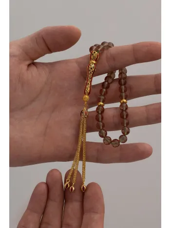Doğal Taşlı Tespih - Zultanit Taşlı Altın Kaplama Orta Boy Tesbih 7.2mm Doğal Taşlı Tespih - Zultanit Taşlı Altın Kaplama Orta Boy Tesbih 7.2mm