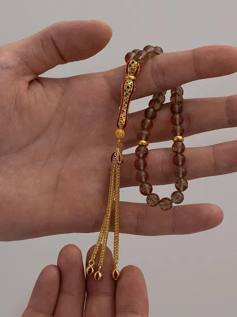 Doğal Taşlı Tespih - Zultanit Taşlı Altın Kaplama Orta Boy Tesbih 7.2mm Doğal Taşlı Tespih - Zultanit Taşlı Altın Kaplama Orta Boy Tesbih 7.2mm
