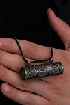 Erkek Gümüş Kolye - Cevşen Osmanlı Tuğralı İri Boy Gümüş Muska Kolye