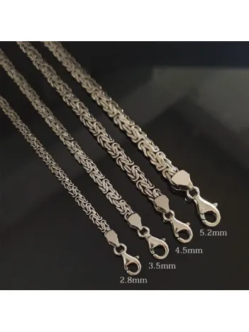 Yassı-Ezme Kral Zincir Gümüş Erkek Bileklik Künye