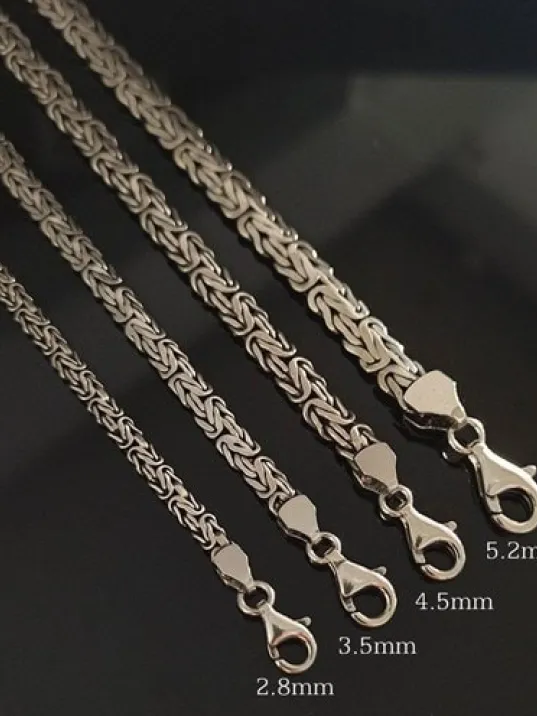 Yassı-Ezme Kral Zincir Gümüş Erkek Bileklik Künye