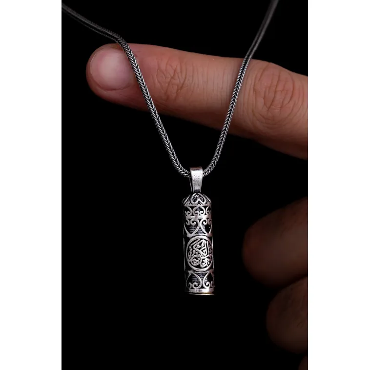 Hatlı Gümüş Erkek Cevşen Muska Kolye Zincir Hatlı Gümüş Erkek Cevşen Muska Kolye Zincir