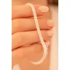 Kadın Gümüş Bileklik - 3.5mm Yassı Beyaz Tilki Kuyruğu Zincir Gümüş Kadın Bileklik Kadın Gümüş Bileklik - 3.5mm Yassı Beyaz Tilki Kuyruğu Zincir Gümüş Kadın Bileklik