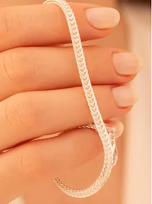 Kadın Gümüş Bileklik - 3.5mm Yassı Beyaz Tilki Kuyruğu Zincir Gümüş Kadın Bileklik