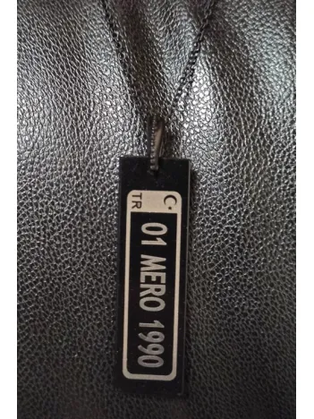 Siyah Renk Araba Plaka Model Bijuteri Kolye Zincirli Kolye