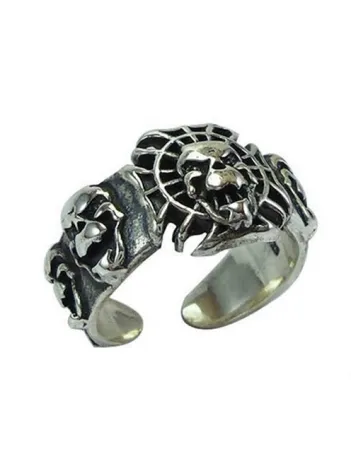 Gotik Kurukafa Skull Gümüş Erkek Yüzüğü
