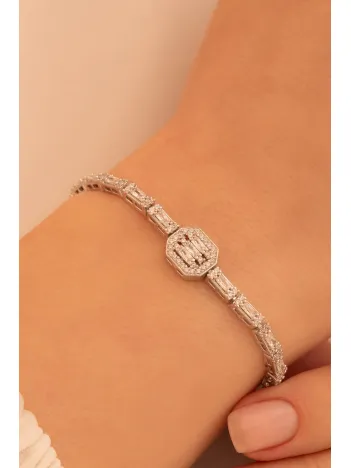 Kadın Gümüş Bileklik - Merlin Baget Taşlı Model Kadın Bileklik