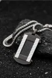 Erkek Karbon Fiber Görünümlü Polo Zincir Model Paslanmaz Çelik Plaka Kolye