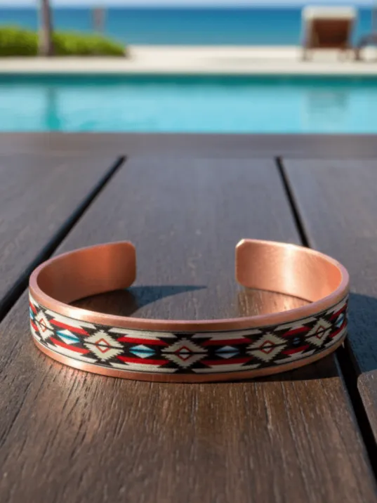 Kadın Bakır Bileklik - İvan Model Özel Baskı Metal Kutu Ve Kuvars Taşı Kadın Bakır Bileklik - İvan Model Özel Baskı Metal Kutu Ve Kuvars Taşı