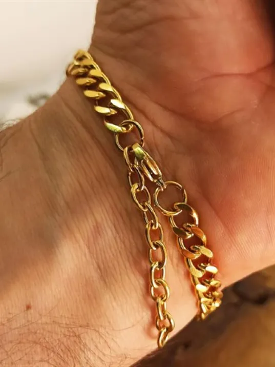 İsim Yazılabilen Çelik Erkek Bileklik Altın Kaplama İnce Kibar CBLGMSISIM1