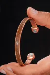 Erkek Kadın Bakır Bileklik - Hakiki Deri Omega Desenli Mıknatıslı Metal Kutu Doğal