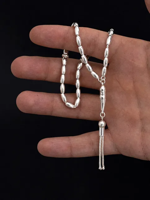 Gümüş Tespih Arpakesim Orta Bilek Boy 18gr