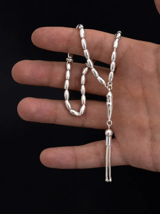 Gümüş Tespih Arpakesim Orta Bilek Boy 18gr