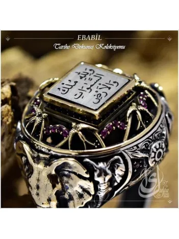 İslam Usta Tasarımı Ebabil Gümüş Erkek Yüzük