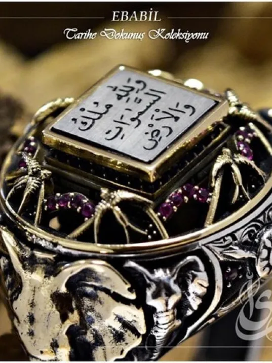 İslam Usta Tasarımı Ebabil Gümüş Erkek Yüzük
