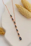 Kadın Gümüş Kolye - Mistik Topaz Taşlı Rose Damla Model Kadın Gümüş Kolye Gklmstktdml-ros