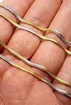Sarı Beyaz Yassı Model Snake Yılan Erkek Kolye Zincir