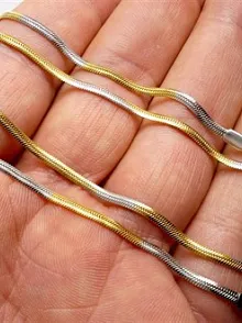 Sarı Beyaz Yassı Model Snake Yılan Erkek Kolye Zincir