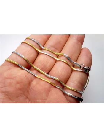 Sarı Beyaz Yassı Model Snake Yılan Erkek Kolye Zincir