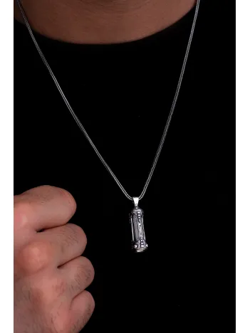 Otantik Model Erkek Gümüş Cevşen Kolye Zincir