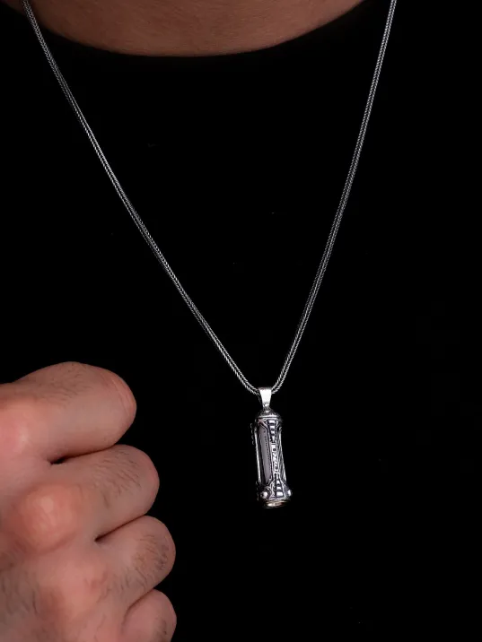 Otantik Model Erkek Gümüş Cevşen Kolye Zincir