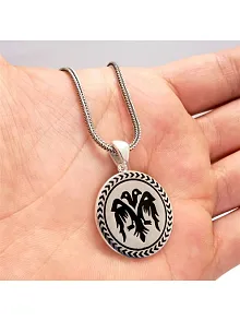 Çift Başlı Selçuklu Kartalı Siyah Renk Erkek Gümüş Kolye Zincir