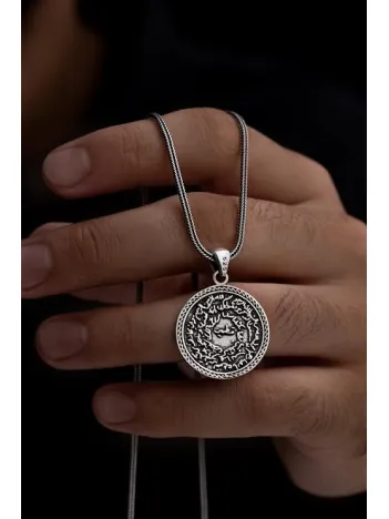 Nazar Duası Kıtmir Erkek Gümüş Kolye Zincir