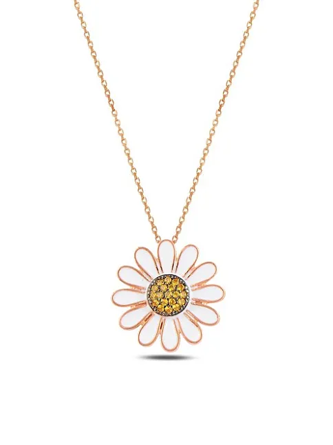 Rose Papatya Model Kadın Gümüş Kolye GKLPPTYMDL1-ROS