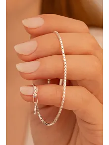 Kadın Gümüş Bileklik - 925 Ayar 1.5 mm Küp Zincir Gümüş Bileklik