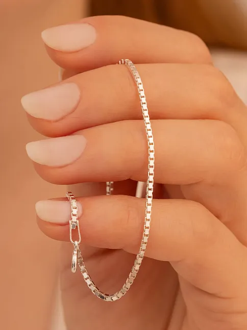 Kadın Gümüş Bileklik - 925 Ayar 1.5 mm Küp Zincir Gümüş Bileklik