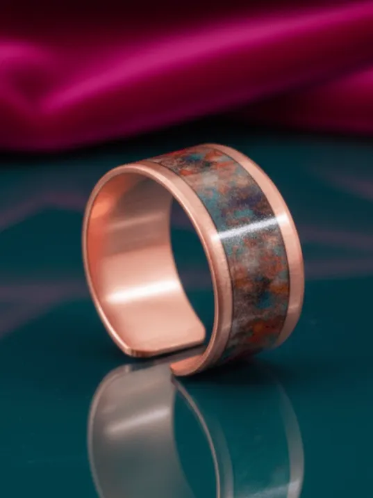 Kadın Bakır Bileklik Yüzük Set - World Model Özel Baskı Metal Kutu Ve Kuvars Taşı