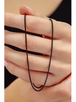 Kadın Çelik Kolye - İnce Kibar Siyah Polo Model Kadın Kolye