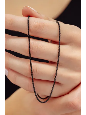 Kadın Çelik Kolye - İnce Kibar Siyah Polo Model Kadın Kolye