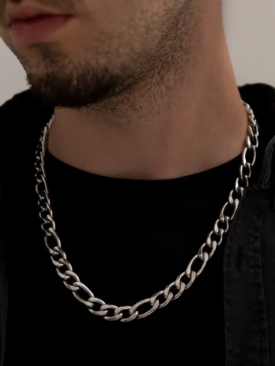 Erkek Çelik Kolye - 11 Mm Figaro Model Çelik Kolye